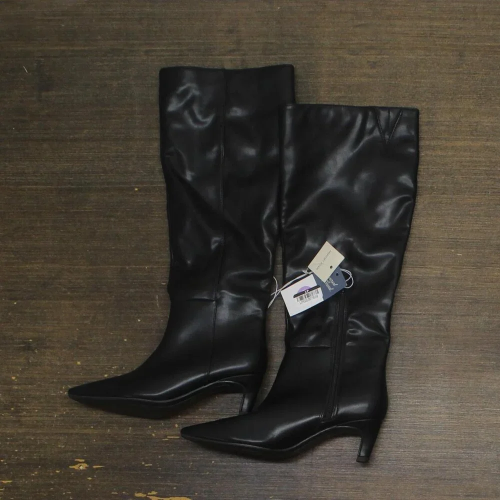 Universal Thread Womens Kendra Kitten Heel Tall Dress Boots 90511058 Black 6.5M - Picture 1 of 10